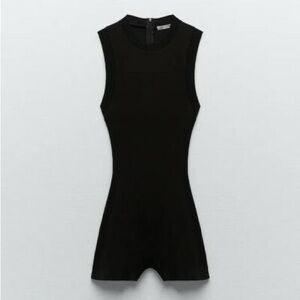 Zara Black Sleeveless Knit Romper